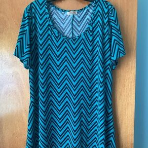 Chevron printer blouse - navy and green